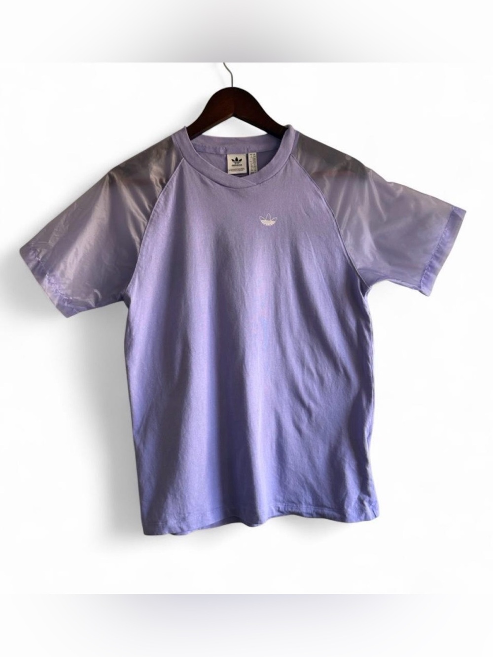 adidas women’s Lavender Short Sleeve Tee with Sheer Raglan Sleeves